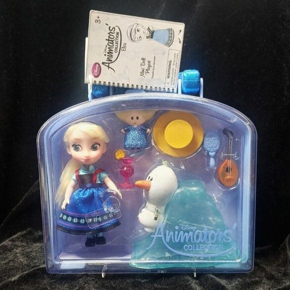 DISNEY Store ANIMATORS Collection 5" ELSA Mini DOLL PLAY SET w/Case New - Picture 1 of 10